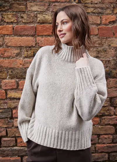 Paige Wool Cashmere Turtleneck Sweater in Chalkstone